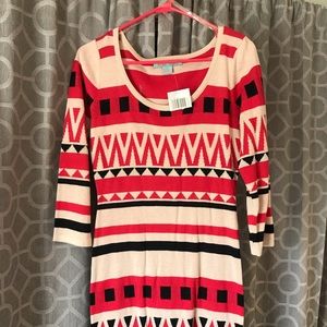 Red & Black Patterned knit dress by Flying Tomato